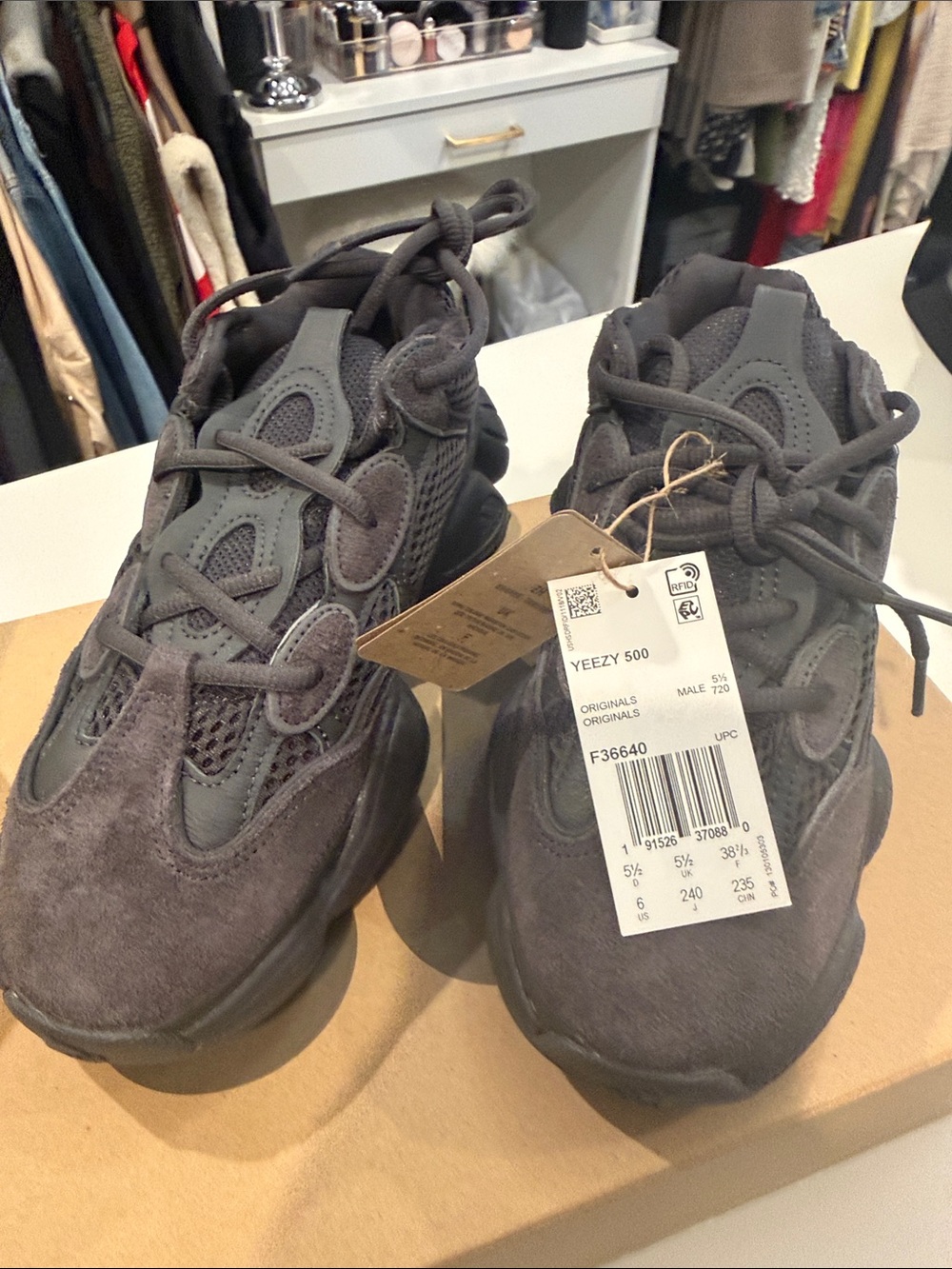 adidas Yeezy Boost 500 Black Suede Mesh Sneakers